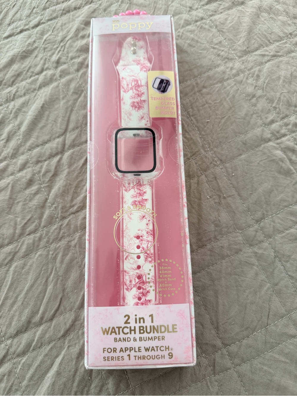 2-in-1 Pink Floral Apple Watch Band & Bumper